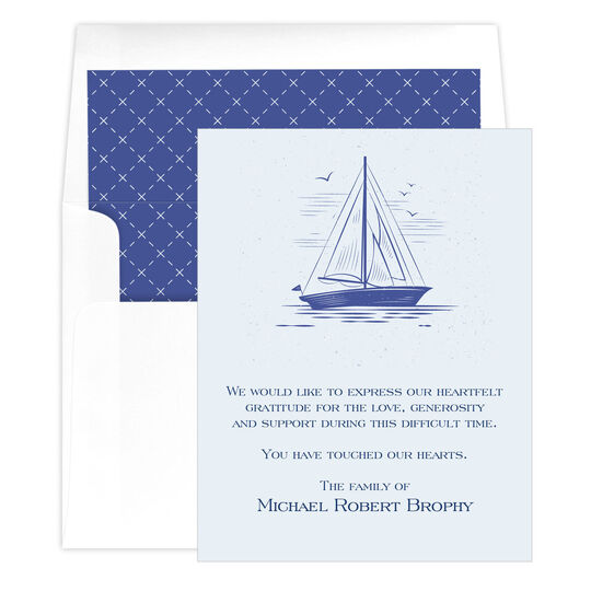 Peaceful Sailboat Folded Sympathy Cards